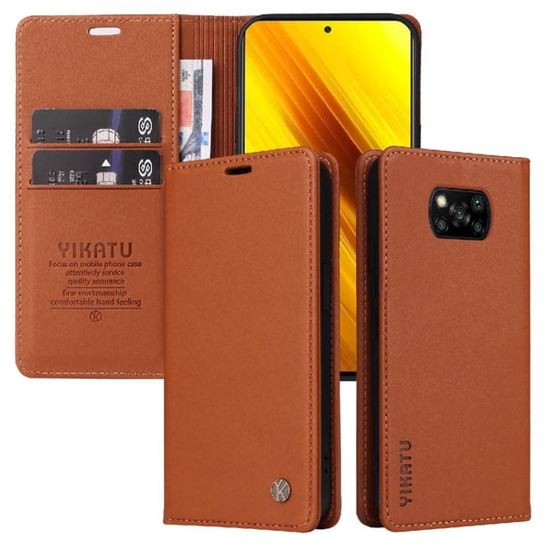 Funda para Xiaomi POCO X3 NFC/X3 Pro Estuche de Cuero PU Tipo Cartera con Ranuras para Tarjetas y Cierre Magnético