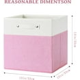 thumbnail image 2 of 13 x 13 Inch Fine Linen Storage Bins with Handles，Fabric Cube Boxs，Collapsible Basket Organizers for Shelves for Home, Closet Drawers (White/Pink-6 Pack), 2 of 14