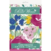 Pioneer Woman Pink Botanical Plastic Party Tablecloth, 84 x 54in