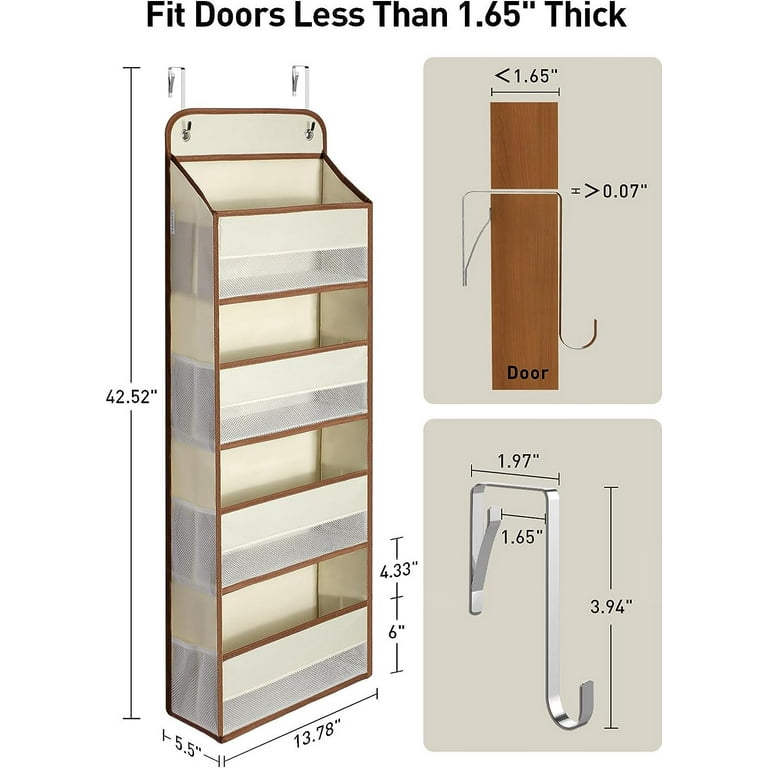 6-Shelf Over the Door Organizer, Yecaye Behind Door Storage Swing-Proof  Flexible 1 Split into 2 Closet Hanging Baby Organizer, Gray