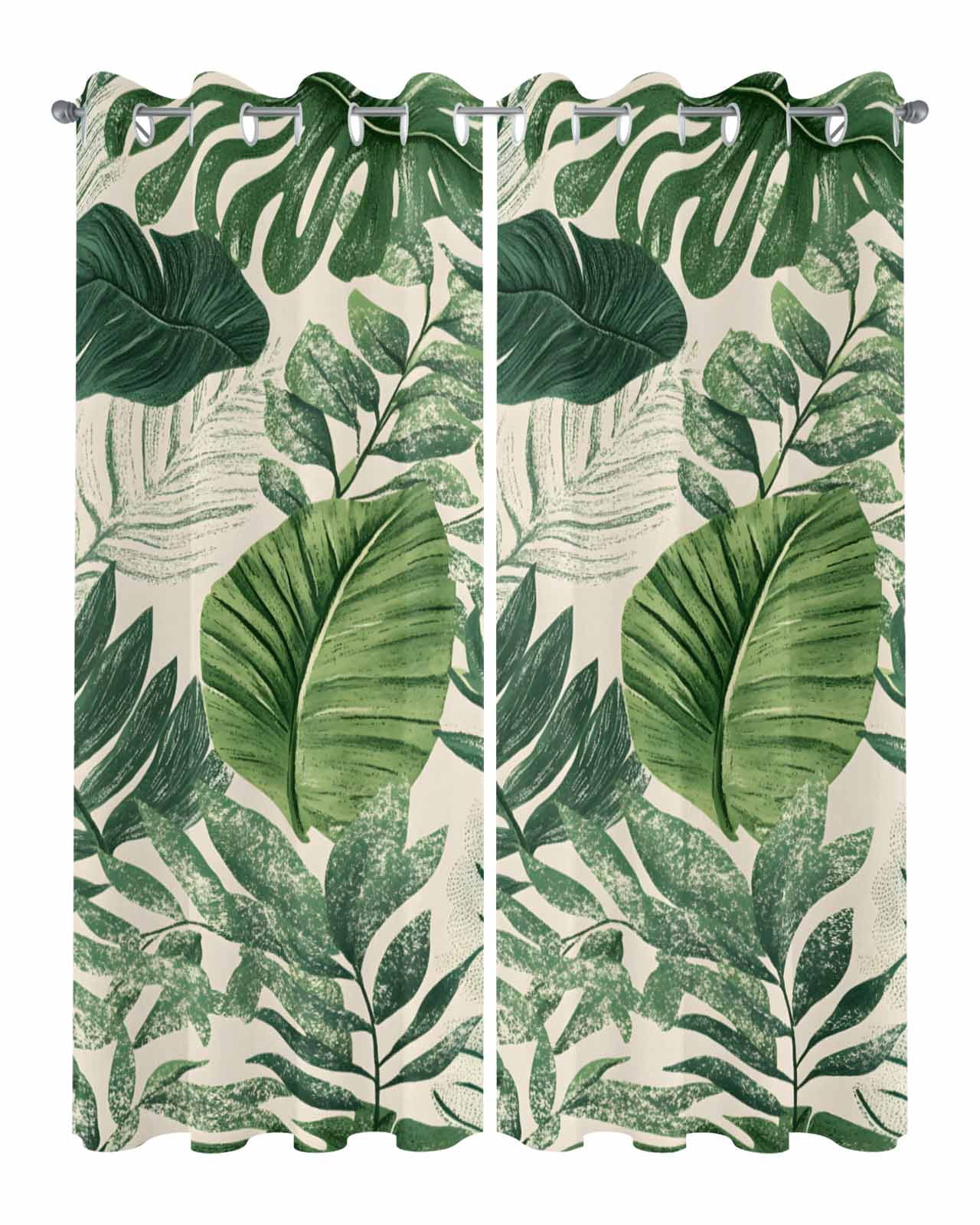 nqOlkjepod Outdoor Curtains for Patio Waterproof, Tropical Leaves Outdoor Privacy Panels Grommet, Vintage Country Summer Green Leaf Plant Blackout Outside Curtains for Porch/Cabana 54"x84", 2 Panels