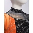 thumbnail image 4 of Doomiva Kids Girls Shiny Rhinestone Figure Ice Skating Dress Long Sleeve Ballet Lyrical Dance Dress for Performance Black Orange 12, 4 of 7