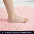 thumbnail image 4 of Walensee Non-Slip Bathroom Rugs Chenille Soft Striped Plush Bath Mat, 17" x 24", Blush, 4 of 7