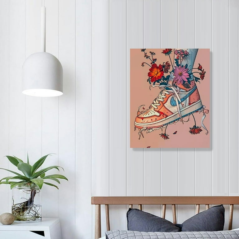 Nawypu Hypebeast Girly Pink Sneaker Poster Canvas Wall Art Pink