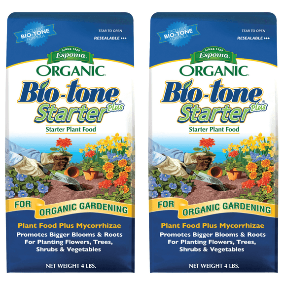 Espoma Organic Bio-tone Starter Plus 4-3-3 Natural & Organic Starter Plant food with both Endo & Ecto Mycorrhizae; 4 lb. Bag; The Ultimate Starter Fertilizer - Pack of 2