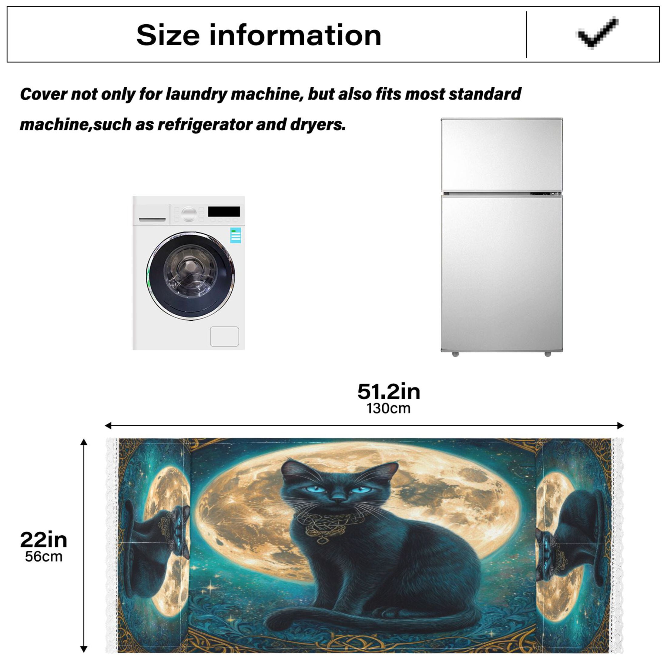 WOBOGO Black Cat with Full Moon Washing Machine Cloth Dryer Refrigerator Top Cover Protective Non-Slip Mat For Kitchen Laundry