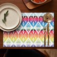 thumbnail image 4 of Tribal Style Rustic Boho Chic Flax Placemats Set of 6, 12x18 Inch Vintage Nordic Artistic Ethnic Patterns, Washable Earthy Style Table Mats for Dining Table, 4 of 5