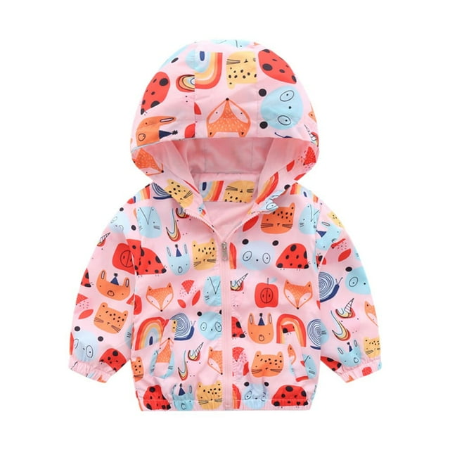 Boy‘s Cartoon Lightweight Wind Zip Hooded Jackets Windbreakers Cute Dust Coats 2T-7 Years