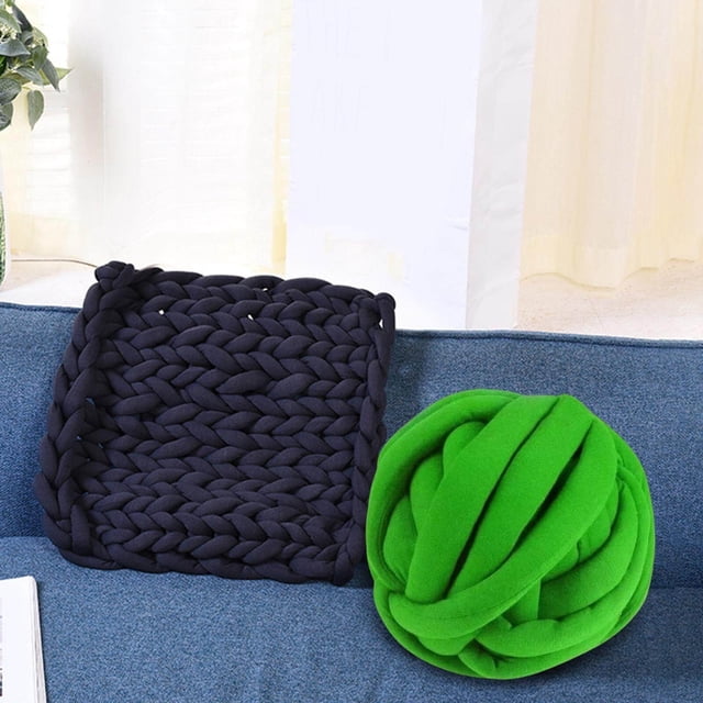 Chunky Wool Yarn Washable DIY Rug Making Tapestry Hand Hand Knitting Yarn for Arm Knitted Blanket Mat Green