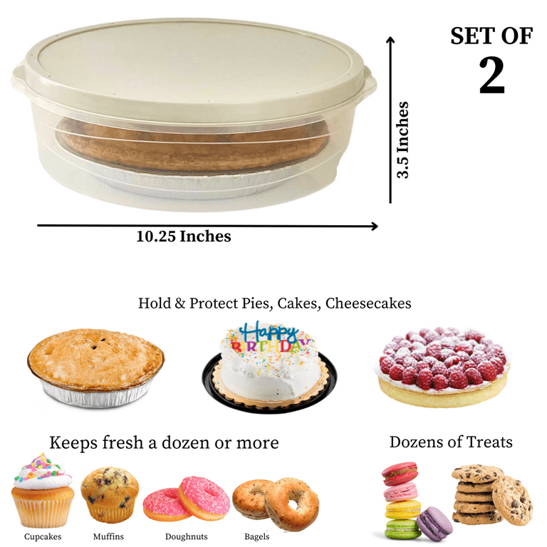 Evelots Set of 2 Pie Keepers-Clear Plastic Food Storage Containers-Holds 10 inch Cakes, Pies, Pastries