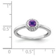 thumbnail image 2 of Solid 14k White Gold Diamond and Cabachon Amethyst Purple February Gemstone Engagement Ring Size 5 (.075 cttw.), 2 of 3
