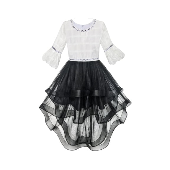 Girls Dress White And Black Hi-lo Party Dancing Pageant 6