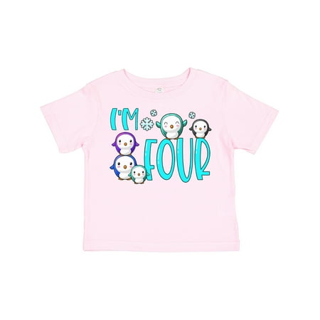 

Inktastic I m 4 Cute Penguin Birthday Party Gift Toddler Boy or Toddler Girl T-Shirt