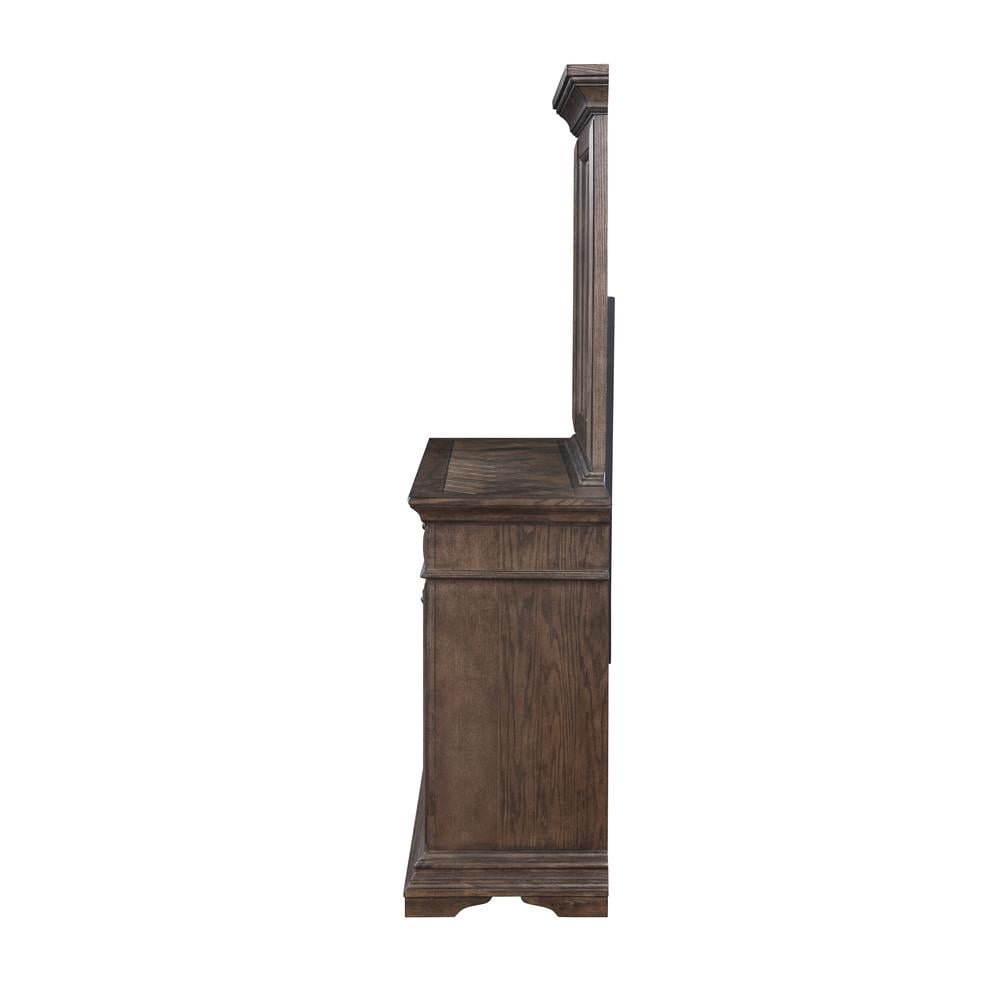 New Classic Furniture Mar Vista Solid Wood Dresser with Mirror in Brushed Walnut