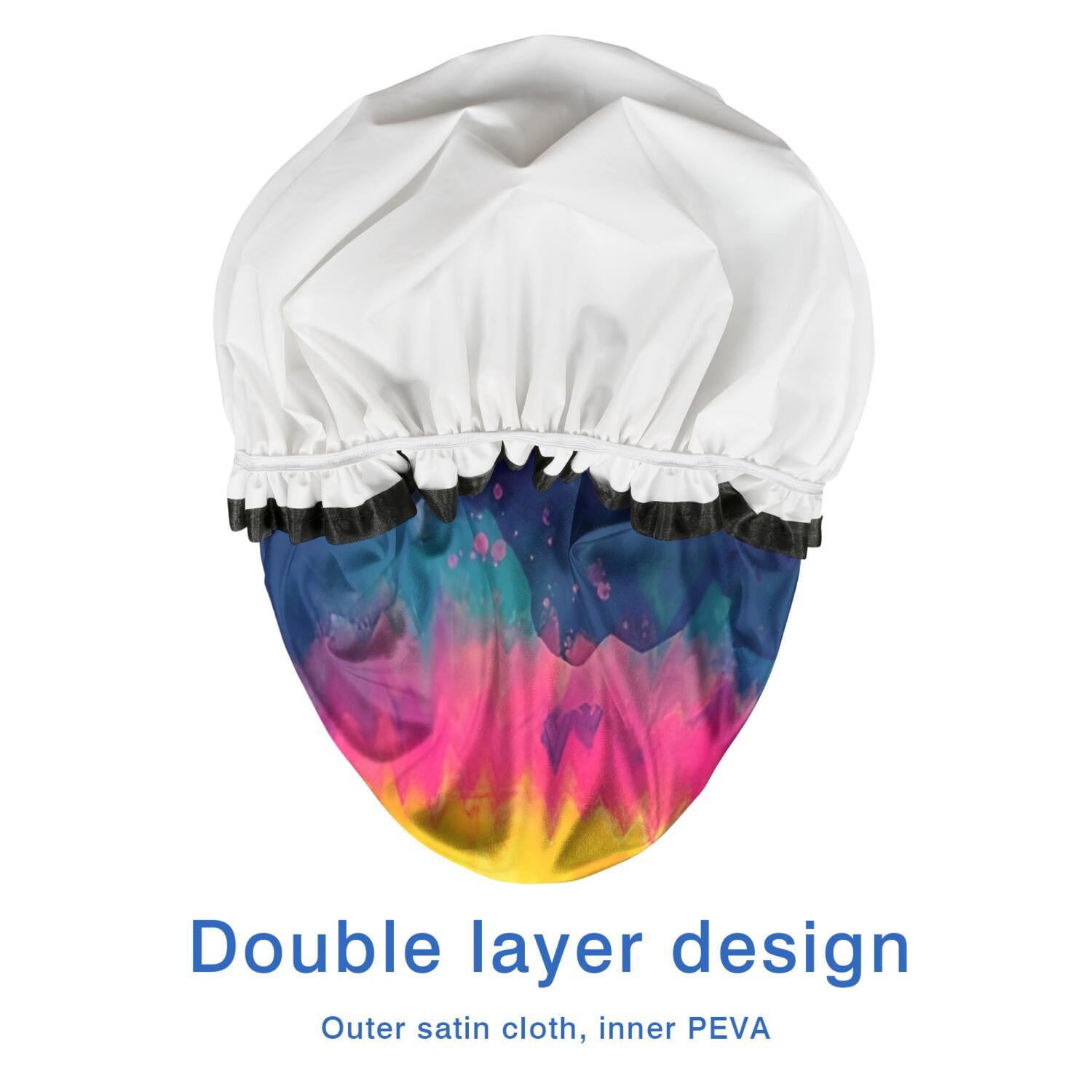 Shower Caps,Colorful Tie Dye Pattern Waterproof Shower Cap for Women 4 Pieces,Double Reusable Hair Cover for Shower PEVA Elastic Stretch Hem