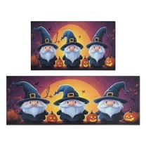 Halloween Kitchen Rug Set Of 2 Anti Fatigue Kitchen Mats for Floor,Gnomes Short Happy Halloween Kitchen Floor Mats for Bathroom,Room Bedroom (47x17 30x17 Inches)