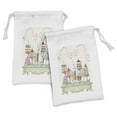 thumbnail image 1 of Cookie Fabric Pouch Set of 2, Appetizing Cakes and Glass Jars Set on a Table Vibrant Swirling Ornaments, Small Drawstring Bag for Toiletries Masks and Favors, 9" x 6", Multicolor, by Ambesonne, 1 of 2