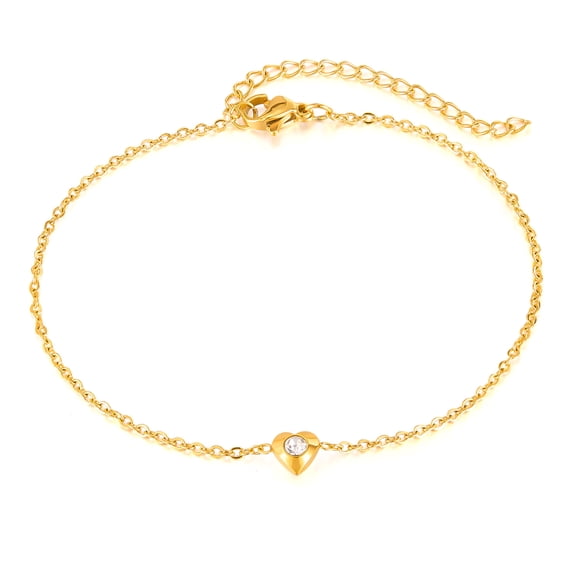 SKQIT Ankle Bracelets for Women Waterproof, 14k Gold Plated Heart Anklets for Women Non Tarnish Dainty Chain Summer Beach Jewelry Gifts