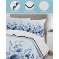 thumbnail image 3 of Twin Quilt Bedding Set, Blue Blooms Floral Reversible Summer Quilt 3 Pieces, Spring Flowers Botanical Blue Ombre Lightweight Bedspreads Coverlets with 2 Pillow Shams for All Seasons, 3 of 5