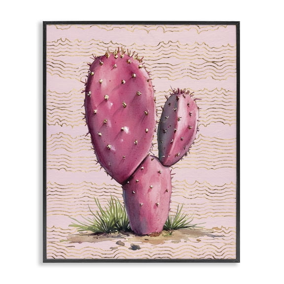 Stupell Industries Bohemian Pink Prickly Pear Cactus Black Framed Giclee Art, 11 x 14, by Lettered and Lined