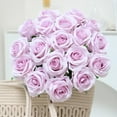 thumbnail image 3 of Artificial Silk Rose Flower Bouquet Lifelike Fake Rose for Wedding Home Party Decoration Event Gift 10pcs (Off White), 3 of 5