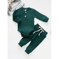 thumbnail image 3 of Hirigin Newborn Baby Boy Girl Clothes Ribbed Knitted Cotton Long Sleeve Romper Long Pants Solid Color Fall Winter Outfits, 3 of 7