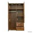 thumbnail image 6 of 70.87" High Wardrobe & Kitchen Cabinet, Freestanding Storage Cabinet with 2 Doors, 3 Adjustable Shelves and 2 Drawers, Modern Wooden Wardrobe Armoire Closet for Bedroom Living Room, Walnut, 6 of 7