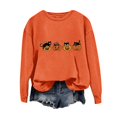 thumbnail image 4 of Women's Hoodless Sweatshirt Halloween Cat Cozy Long Sleeve Crewneck Top for Orange M, 4 of 4