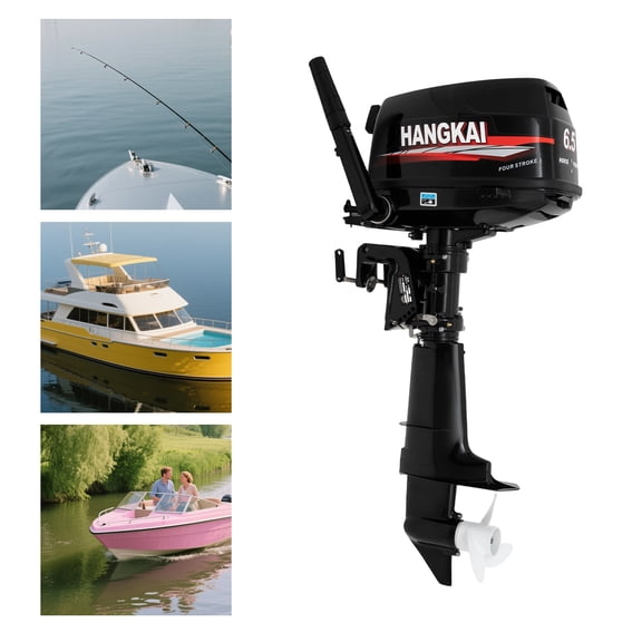 Peakora 4-Stroke 6.5hp Engine Outboard Engine with 3.2gal External Oil Tank 123cc Gasoline Outboar Motor 5000-6000r/Min Cdi Ignition System with Less 17.32in Stern Plate Height Boats