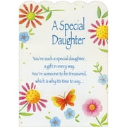 Designer Greetings Sparkling Glitter Flowers and Butterfly Die Cut Z-Fold Birthday Card for Daughter
