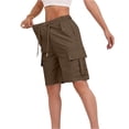 thumbnail image 2 of Women's Bermuda Cargo Shorts Casual Summer Shorts with Pockets Plus Size Loose Fit Elastic Waist for Hiking 2026, M, 2 of 8