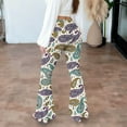 thumbnail image 4 of Womens High Waist Flare Pants Fashion Graphic Printed Leggings Stretch Tight Comfy Bell Bottom Leggings, 4 of 9