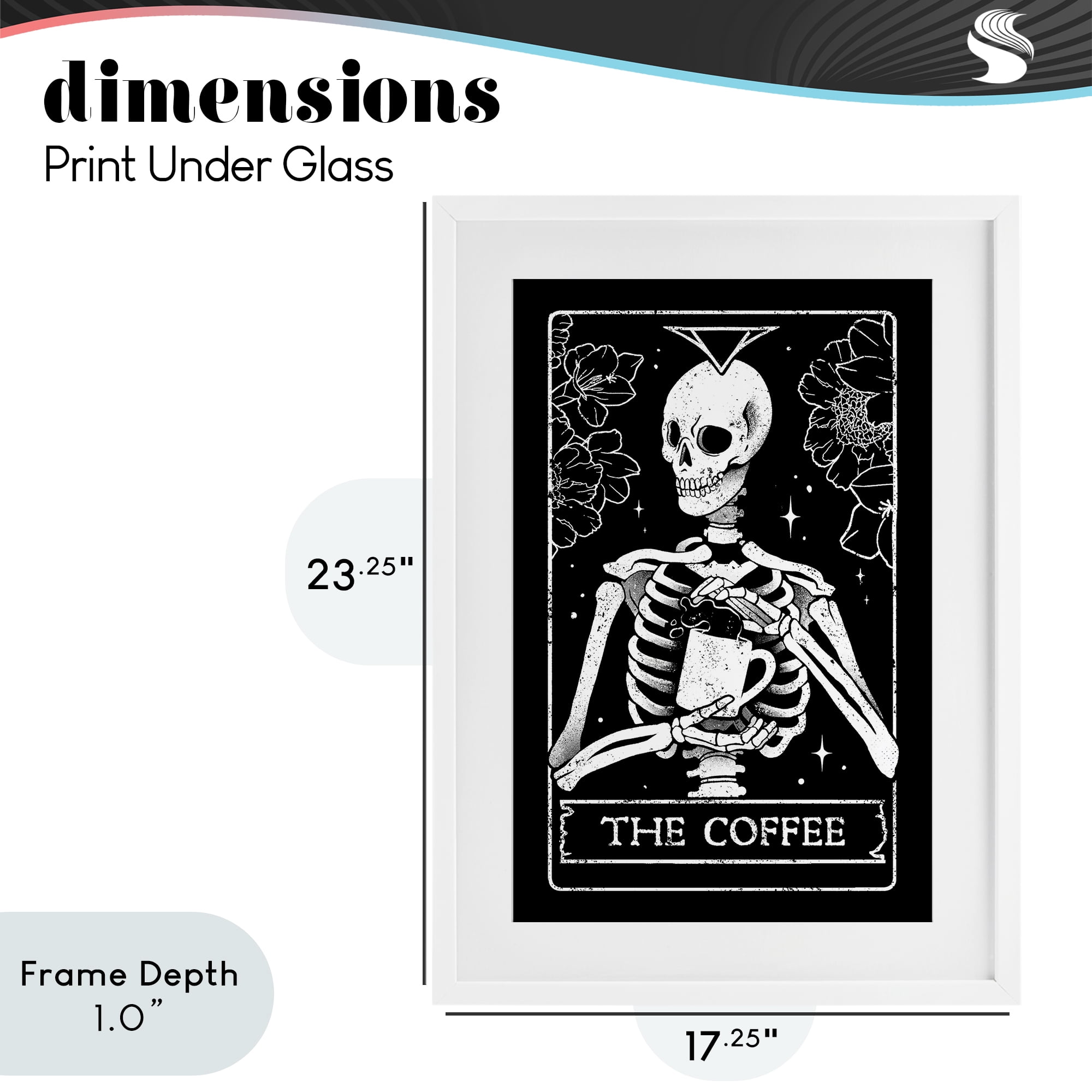 Stupell Industries The Coffee Skeleton Tarot White Framed Print Under Glass, design by EduEly Designs