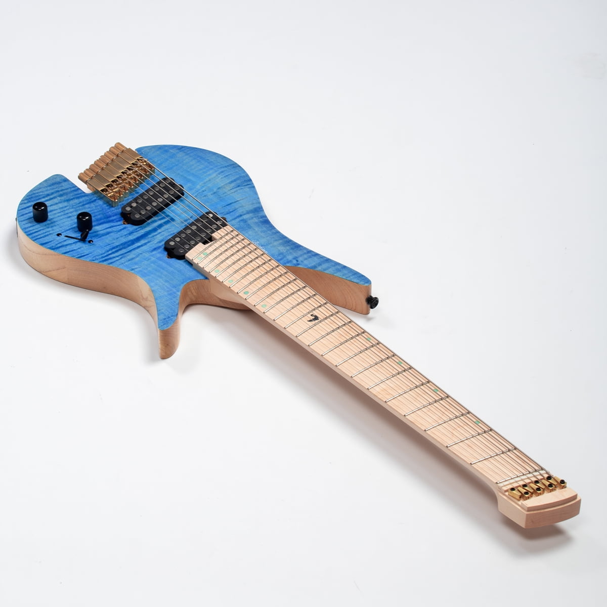 Batking Travel 8 String Electric Guitar Headless Fanned Fret  Blue Headless Guitar