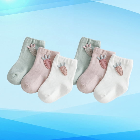 DINHEAROM 3 Pairs Cotton Socks for Kids Combed Cotton Breathable Durable Non-slip Adjustable