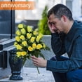 thumbnail image 5 of Artificial Cemetery Flowers, Grave Decorations Roses, Memorial Flowers Bouquet with Cemetery Vase, Sets (Yellow), 5 of 5