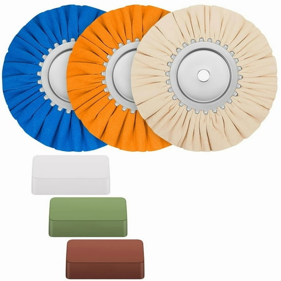 WM25 6Pcs 8Inch Airway Buffing Wheel Aluminum Wheel Polishing Kit Safe Flange in Diameter 5/8