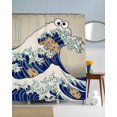 thumbnail image 2 of Sharp Shirter Funny Shower Curtain Set Kids HTOOQ Decor Japanese Beach Theme Hilarious Cookie Meme 71x74 Hooks Included, 2 of 7