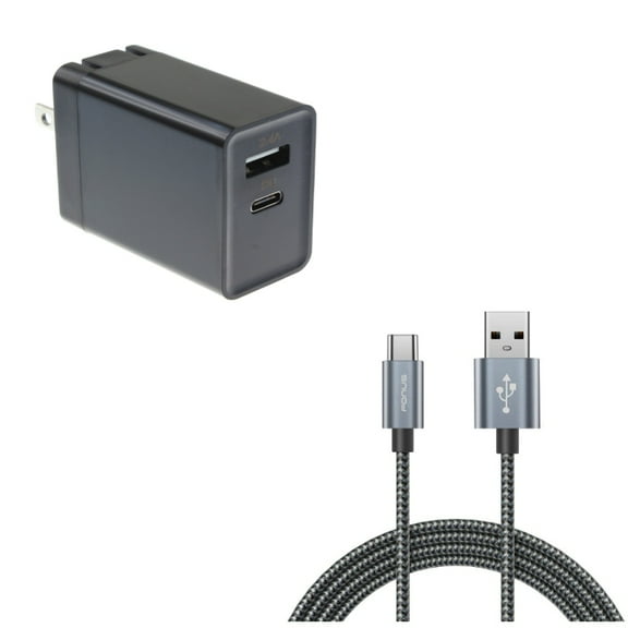 Type-C 6ft USB Cable w 30W Quick Home Charger J2J for Acer Liquid Jade Primo - Alcatel PulseMix, 7, Idol 5S 5 4S - ASUS Zenfone V Live, ROG Phone, AR 6 5z 4 Pro - Blackberry Motion, Key2