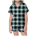 thumbnail image 2 of MIASHUI Vêtements de Nuit Doux et Confortables pour Enfants Filles Garçons, Pyjama à Carreaux 2 Pcs, Vert Clair, 4-5 Ans, 2 of 4