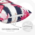 thumbnail image 5 of Naloa Dark Blue Stripes and Pink Flamingos Pillowcase, Throw Pillowcase, Wrinkle-Free, Stain-Resistant with Hidden Zipper for Bedroom Sofa - 16"x24", 5 of 9
