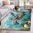 thumbnail image 2 of Rectangle Area Rug 3x5ft,Summer Sea Turtle Underwater World Starfish Washable Carpet Non-Slip Runner Accent Rugs Indoor Floor Mat for Bedroom Living Room Decor,Coral Blue Ocean, 2 of 9