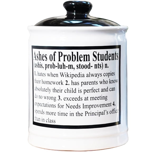 Cottage Creek Teachers Piggy Bank, Ashes of Problem Students Ceramic Multicolored Candy Jar