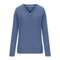 thumbnail image 4 of GEWSEY V Neck Long Sleeve Shirts for Women Casual Fall Tops Lightweight Tunic Sweaters Fashion Clothes Loose Fit 2025 (Blue, XXL), 4 of 4