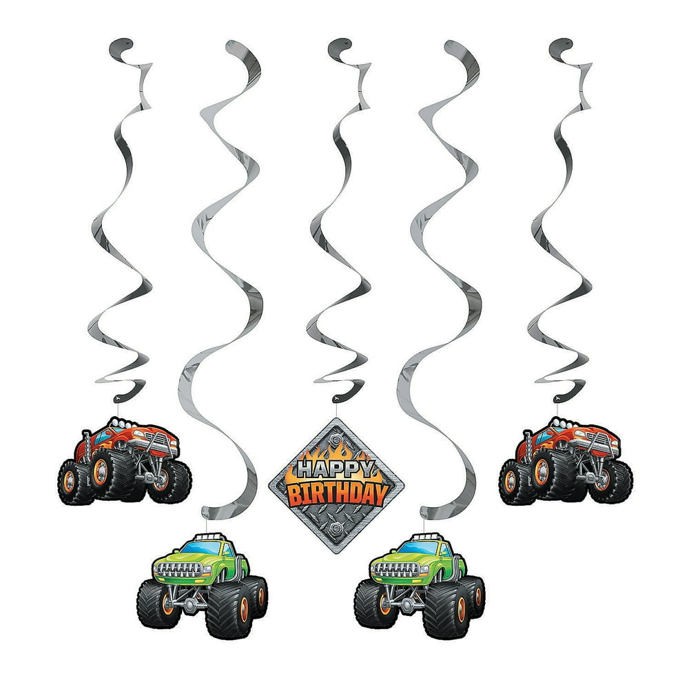 Monster Truck Party Swirls Party Supplies 5 Pieces