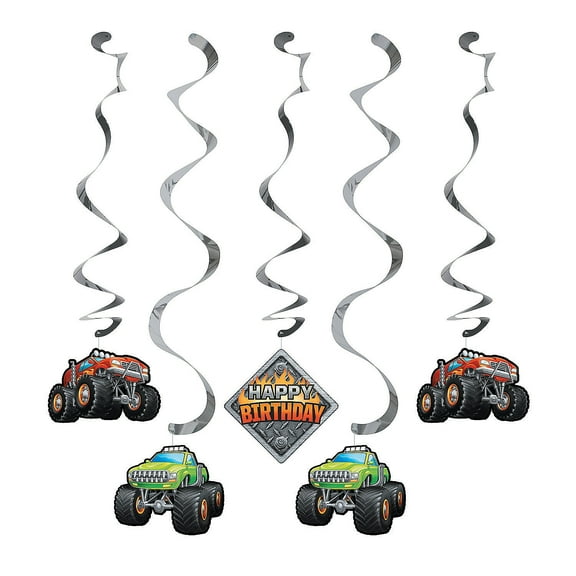Monster Truck Party Swirls - Party Supplies - 5 Pieces