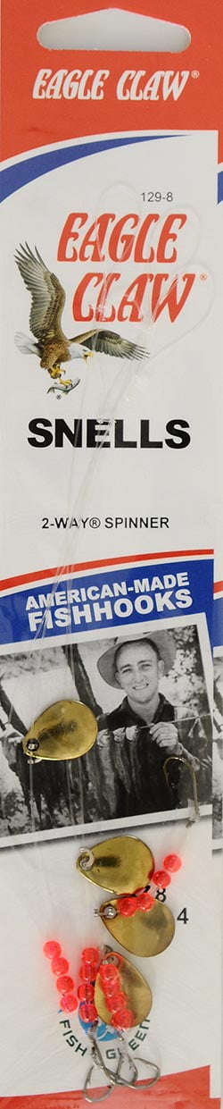 (2 pack) Eagle Claw 129H-8 2-Way Spinner Snell, Bronze with Gold Blades, Size 8