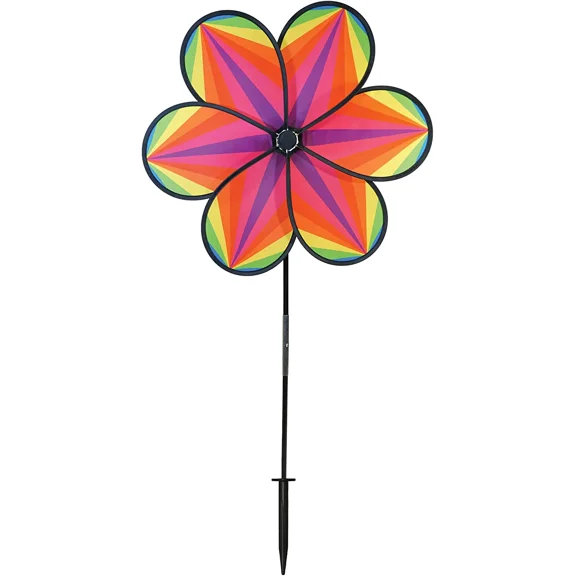 In the Breeze 2637 — 19-inch Rainbow Star Flower Spinner — Colorful and Mesmerizing Garden Flower Spinner