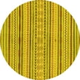 thumbnail image 1 of Ahgly Company Machine Washable Indoor Round Abstract Yellow Modern Area Rugs, 3' Round, 1 of 4