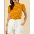 thumbnail image 4 of Unique Bargains Women's Ruffle Polkd Dots Stand Collar Short Sleeve Blouse Top, 4 of 7